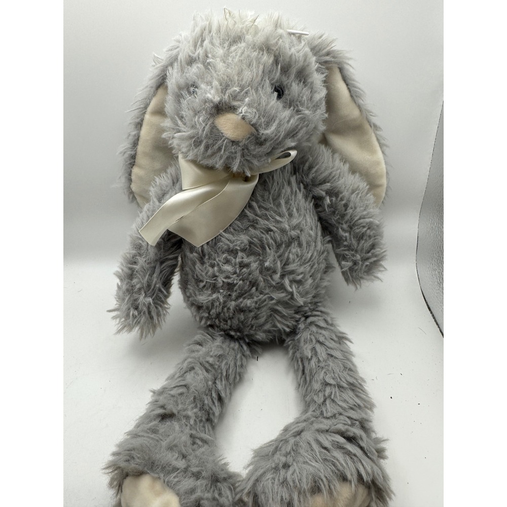Gray Fluffy Bunny Rabbit Plush Stuffed Animal Soft Toy with Satin‎ Bow
